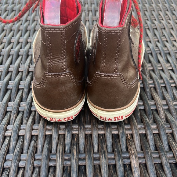 Converse brown leather hightops size 5 - Picture 3 of 8